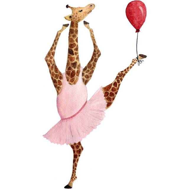 Ballerina Giraffe - Picture Frame Painting Print on Canvas (120 cm H x 80 cm W)