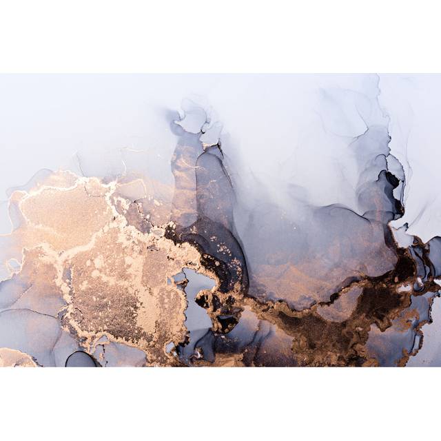 Grey and Golden Alcohol Ink - Wrapped Canvas Art Prints - Grey;Gold (61cm H x 91cm W x 3.8cm D)