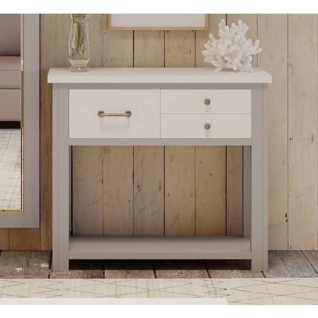 Baumhaus Greystone 3 Drawer Single Shelf White Console Table
