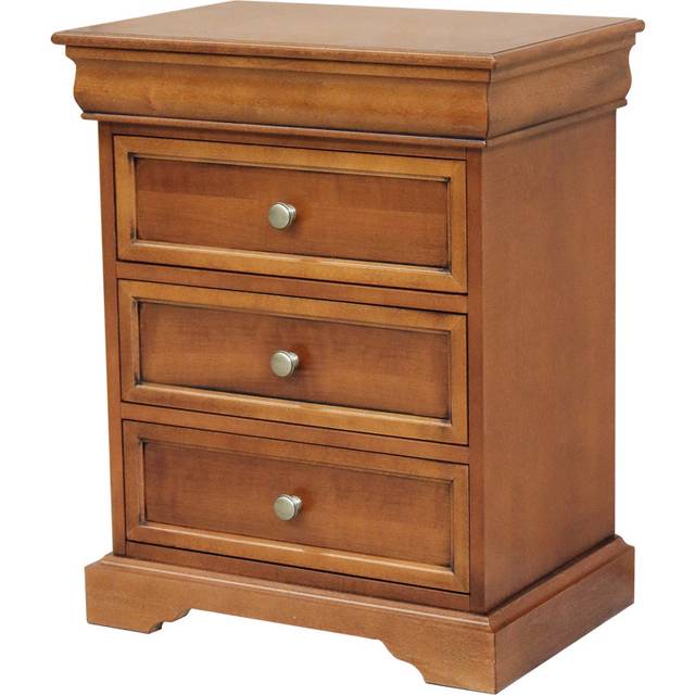 Deontez Manufactured Wood + Solid Wood Bedside Table - Brown (64cm H X 52cm W X 34cm D)