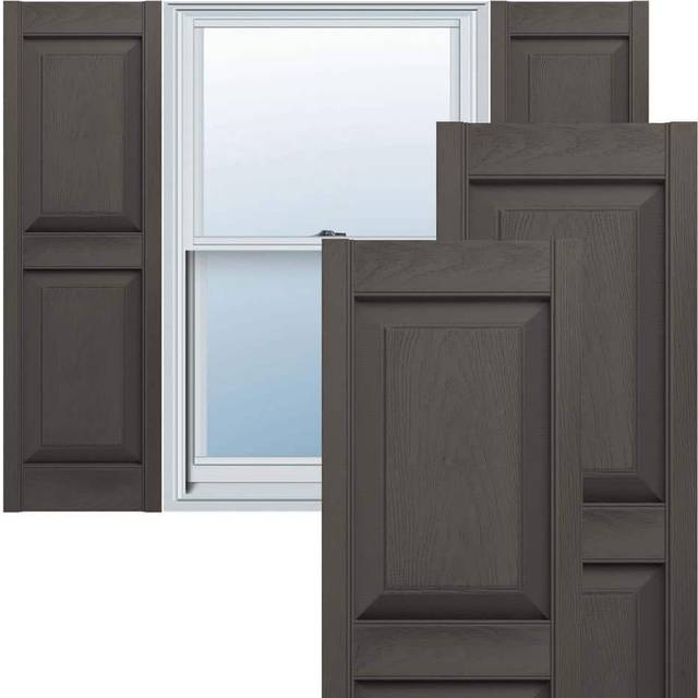 Ekena Millwork Lifetime Vinyl LP2S14X03100MS Standard Two Equal Panel Vinyls  Raised Panel Vinyl Shutters  w/Installation Shutter-Lok's & Matching Scr