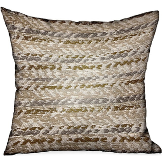 Plutus Antique Zane Brown Dobby Luxury Outdoor/Indoor Throw Pillow Double sided  18 x 18