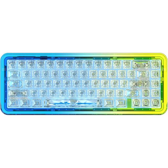 Ajazz B67 Tri- mode Wireless Mechanical keyboard RGB Hot-swappable Keyboard with transparent SA high sublimation keycap for gaming blue/green