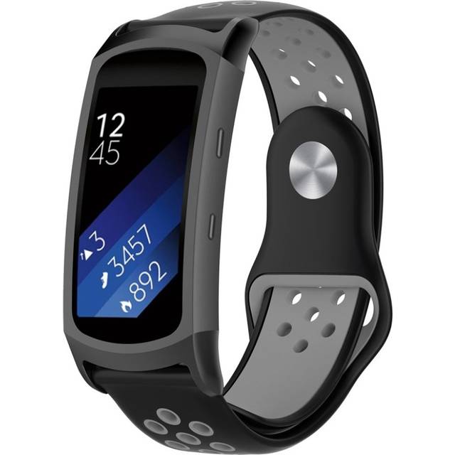 Samsung Gear Fit2 Pro två-färgat mjukt silikonarmband - Svart / Grå