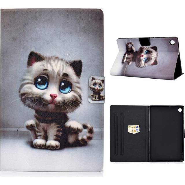 Lenovo Tab M10 FHD Plus flipfodral i läder med coolt mönster - Kattunge