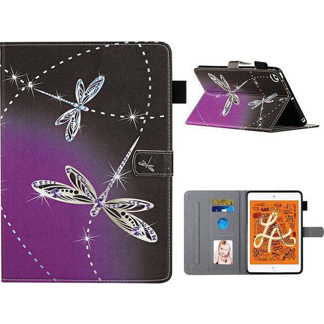 Läderfodral med mönstertryck för iPad Mini (2019) - Trollslända