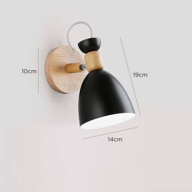 (Black) Modern Simple Iron Art Wall Light Fixture E27 Wood Bedside Wall Lamp for Bedroom Living Room Stair Aisle Lighting