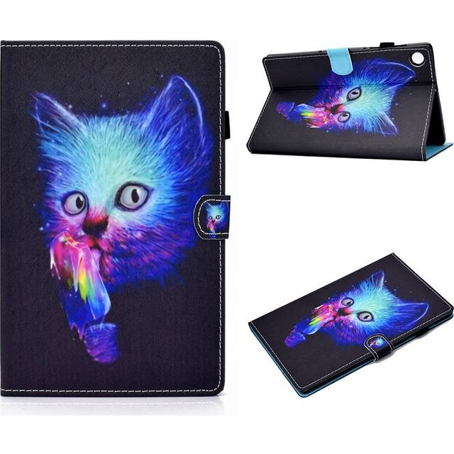 Lenovo Tab M10 FHD Plus läderfodral med mönstertryck - Katt