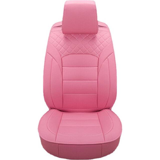 (Pink Standard Edition) Luxury PU Leather Car Seat Cover Universal 5-Seat Full Set Seat Cover