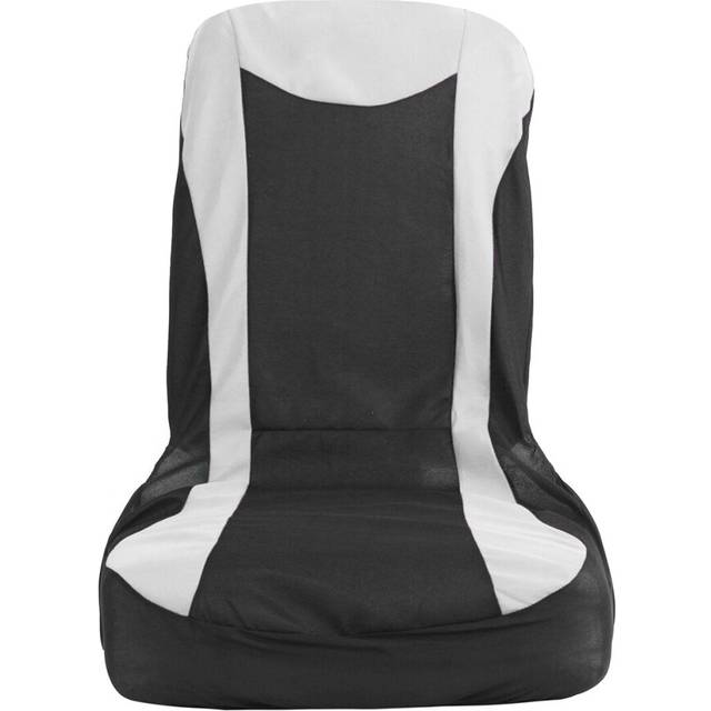 (Grey) 8Pcs Polyester Fabric Car Seat Cover Full Set Cushion Protector for Five Seats Car
