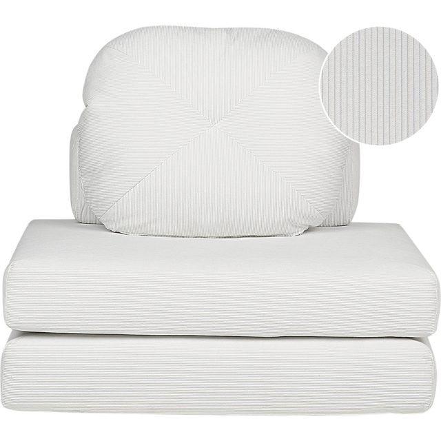 Beliani Jumbo Cord Single Sofa Bed White Olden, White