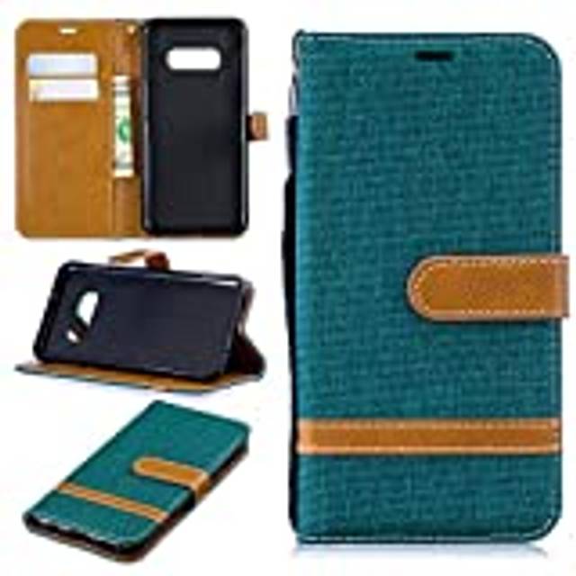 Custodia® Denim TPU PC plånbok fodral med stativfunktion och kortplats för Samsung Galaxy S10 Lite (grön)