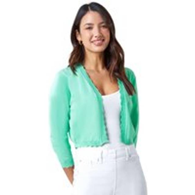 Roman Mint Scalloped Edge Stretch Knit Shrug - Size 14