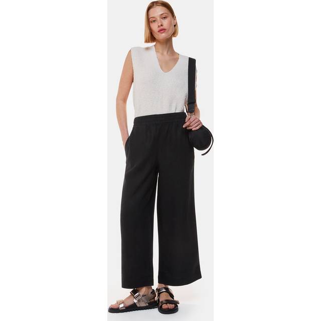 Whistles Linen Wide Leg Pocket Trousers, Black