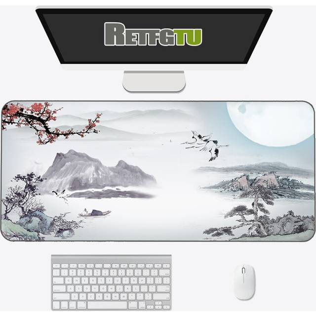 (a-shuimohua-012 600x300x2mm) Chinese Style ink Painting Mouse Pad Oversized XXL Game Desk Pad Computer Pad Keyboard Pad Desk Anime Mousepad