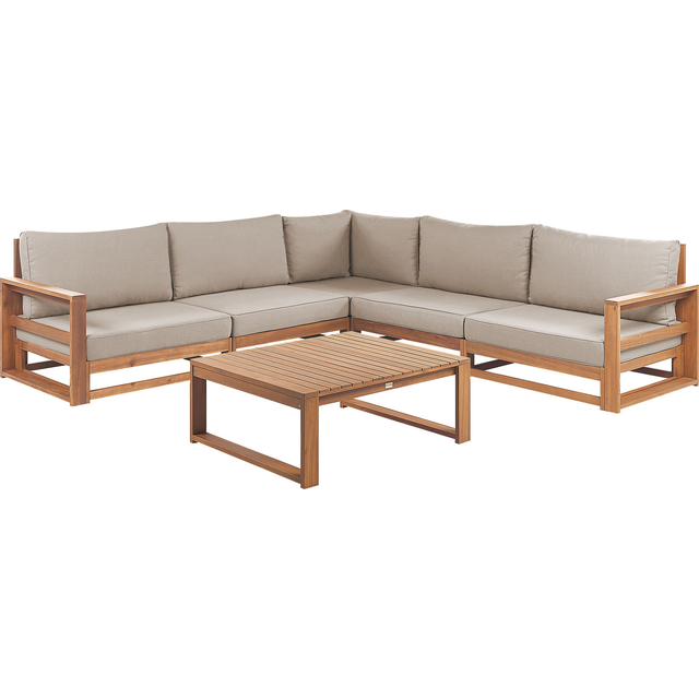 TIMOR 5 - Person Garden Lounge Set with Cushions - Medium Wood (5)
