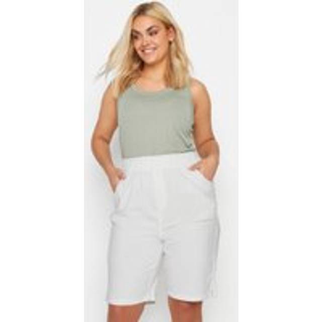 Yours Curve Ivory White Cool Cotton Shorts, Women's Curve & Plus Size, Yours - 16
