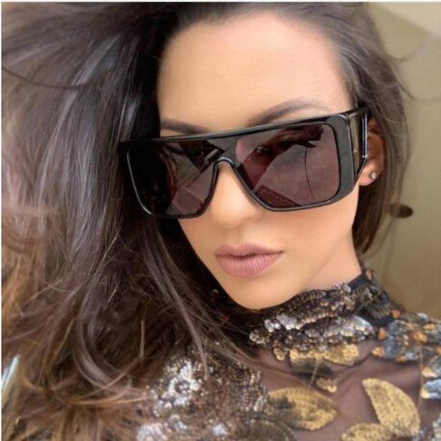 (Black Yellow) LongKeeper Brand Fashion Black Steampunk Sunglasses Men Oversize Driving Cool Sun Glasses Square Male Gradient Lens Oculos Gafas