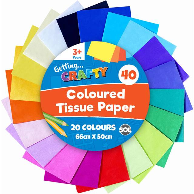 40 Large Multi Coloured Tissue Paper Sheets Assorted Pack Gift Wrapping 50x66cm
