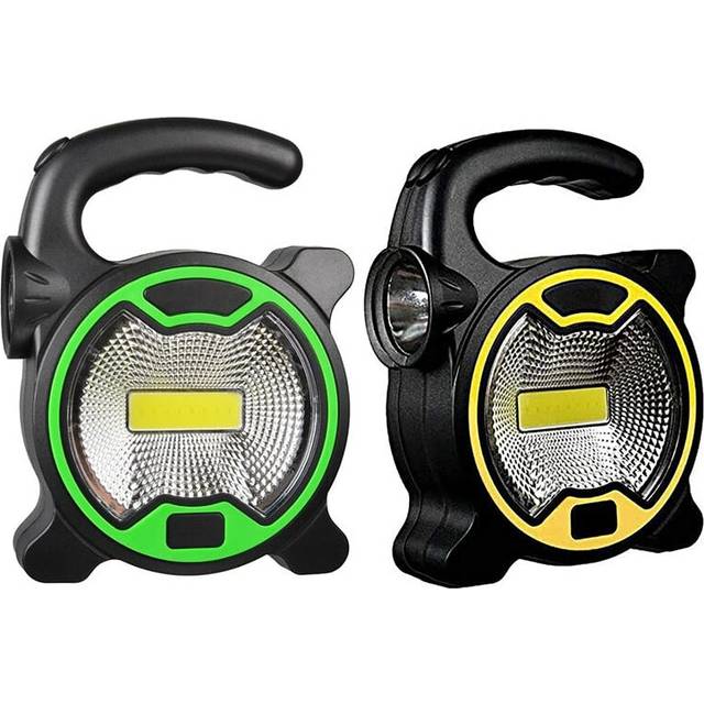 (Green) Portable Work Lamp LED Lantern Waterproof Emergency Spotlight Rechargeable Floodlight For Outdoor Hiking Camping