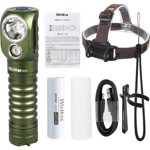 (Army Green, with 21700 battery) Headlamp Rechargeable 21700 Headlight 2000lm Dual LED LH351D XPL USB Reverse Charge Magnetic Tail Work Camp Light