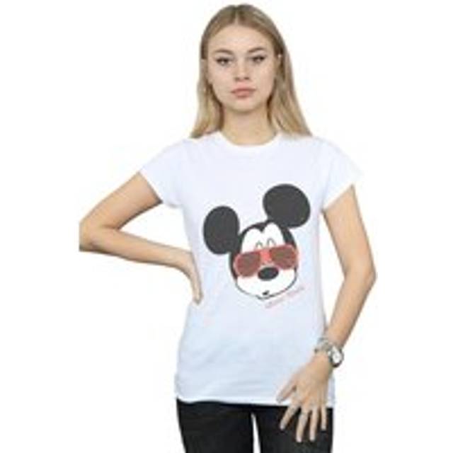 Mickey Mouse Sunglasses Cotton T-Shirt - White - XXL