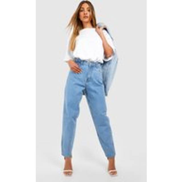Womens Boohoo Basics High Rise Mom Jeans - Light Blue - 6