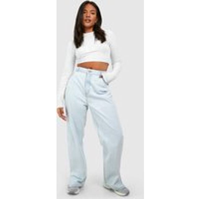 Womens Plus Basics High Waisted Split Hem Straight Leg Jeans - Bleach Wash - 18