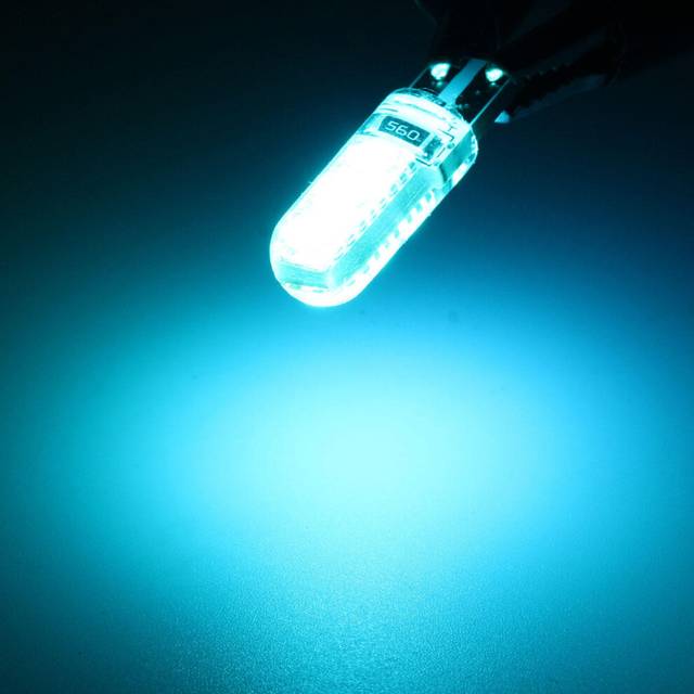 (Ice Blue) T10 194 501 W5W Silicone LED Side License Plate Light Wedge Lamp