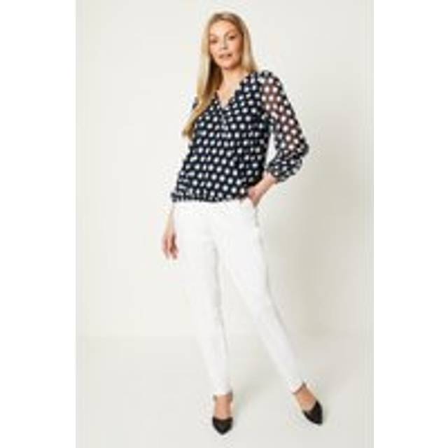 Womens Tall Stretch Cigarette Belted Trousers - White - 12