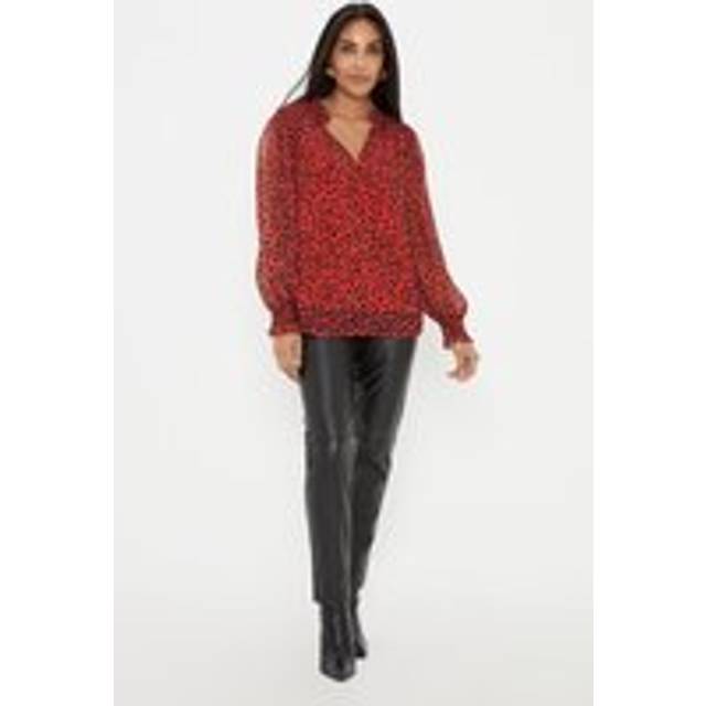 Womens Petite Faux Leather Jeans - Black - 18