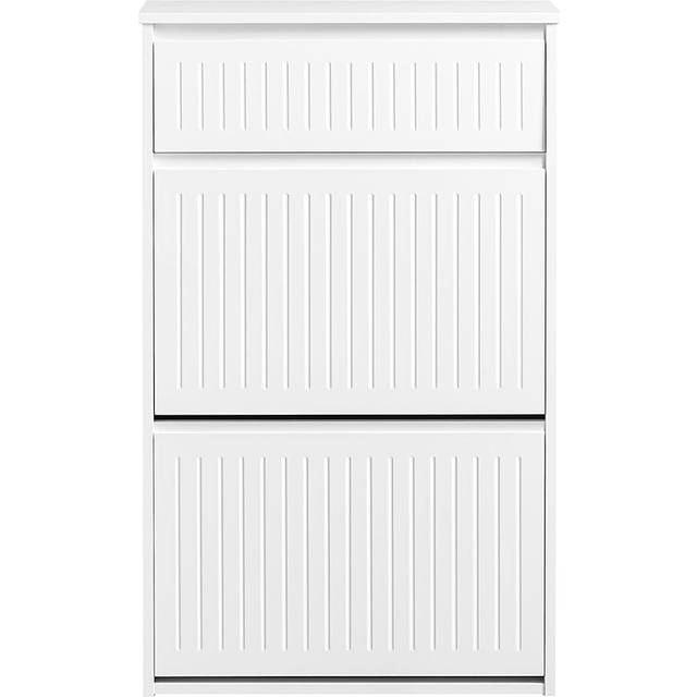 2 Flip-drawers 1 Pull Out Drawer Shoe Storage Cupboard White,FSR165-W - Sobuy