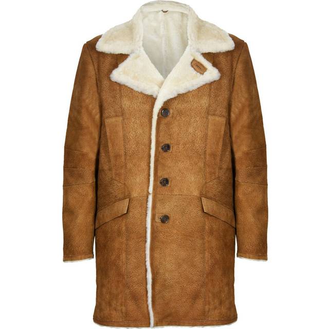 (5XL) Mens 3/4 Merino Sheepskin Trench Reefer Coat