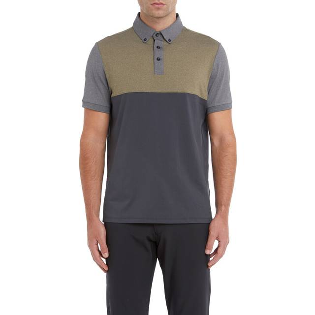 (S, Military) Wolsey Mens Colour Block Quick Drying Lightweight Golf Polo Shirt