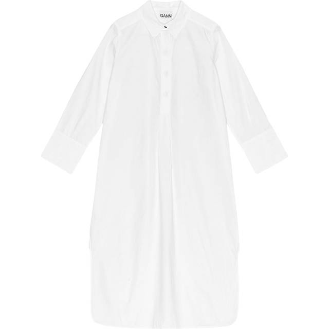 Cotton Poplin Oversized Shirt Dress in Bright White - 36 EU