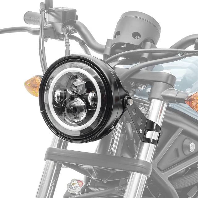 LED Scheinwerfer 7" + Scheinwerfergehäuse passend für Harley Davidson Rocker / C Craftride schwarz