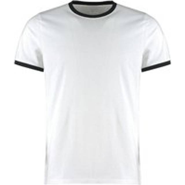(XS, White/Black) Kustom Kit Mens Ringer Fashion T-Shirt