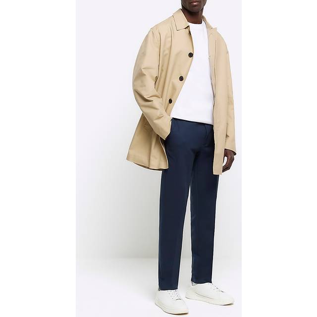River Island Slim Chino Trousers - Navy, Navy, Size 34, Men