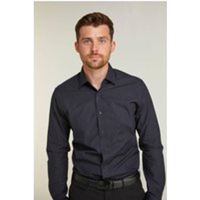 Stretch Slim Fit Black Long Sleeve Formal Shirt - 16.5 in