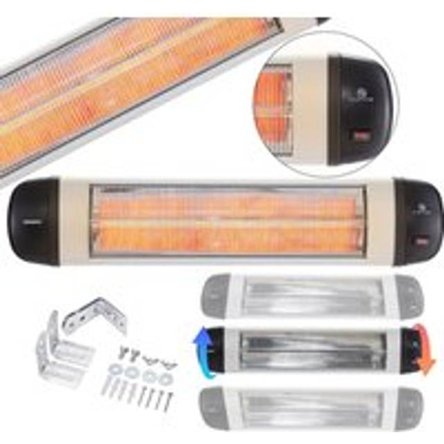 Arebos - 2500 w infrared radiant heater IP34 protection class wall mounting radiant heater patio heater patio heater ceiling heater silver