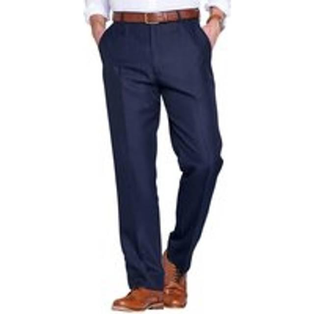 Chums Men's Smart Casual Formal Trousers With Hidden Elasticated Waist in Navy | Size: 40R