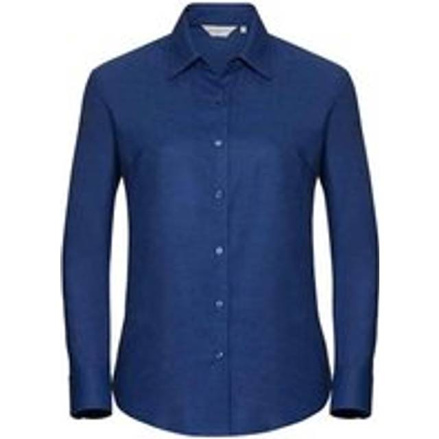 (M, Bright Royal Blue) Russell Womens/Ladies Oxford Easy-Care Long-Sleeved Shirt