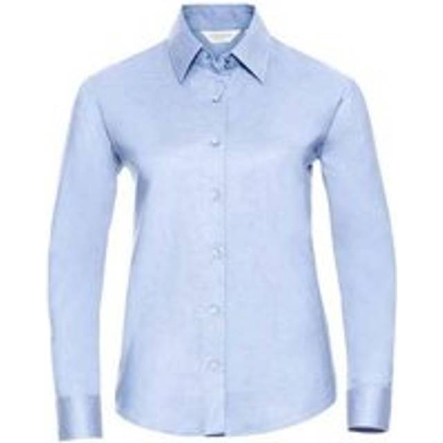 (L, Oxford Blue) Russell Womens/Ladies Oxford Easy-Care Long-Sleeved Shirt