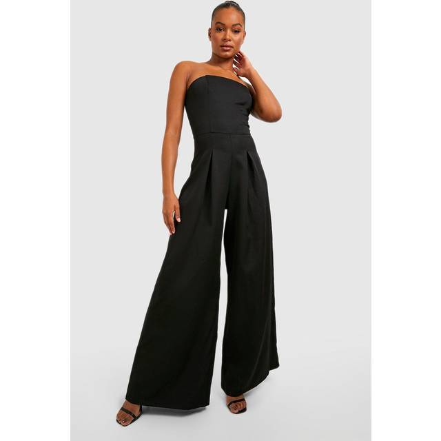 Womens Tall Tailored Bandeau Wide Leg Jumpsuit - Black - 8, Black