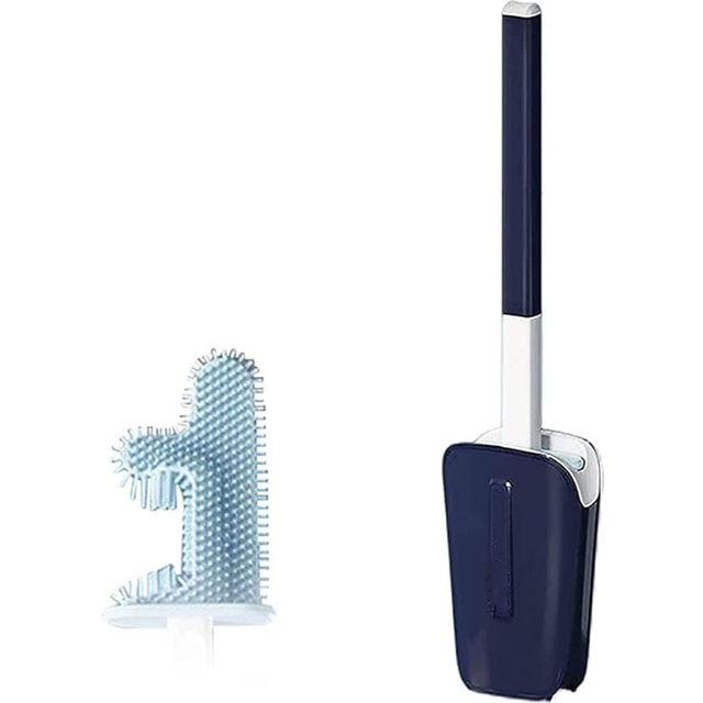 (Blue, 1) Multi-Angle Flexible Cactus Toilet Brush Cleaning Supplies