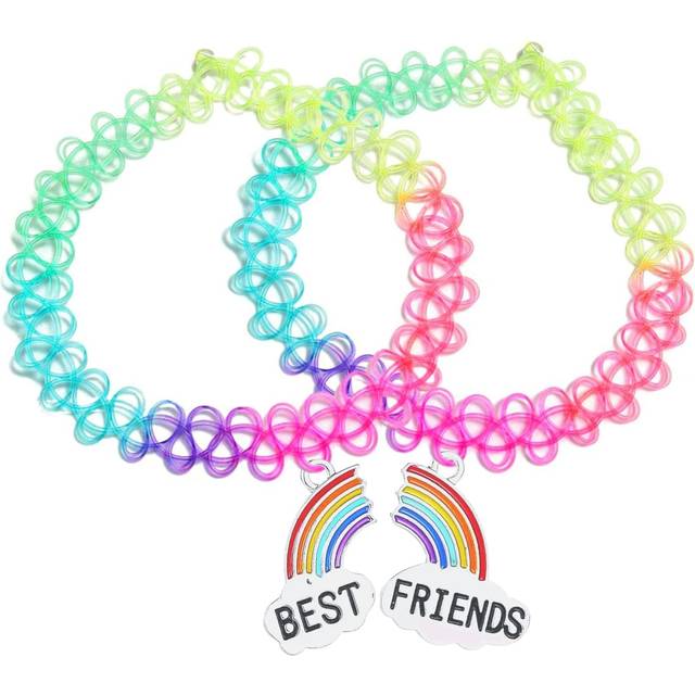 BodyJ4You 2Pc choker Necklace Best Friends Rainbow LgBTQ Pride Pendant