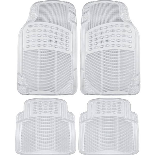BDK 4-Piece Rubber Transparent Clear Floor Mats Heavy Duty for Front & Rear Car Truck Van SUV  All Weather Protection  Universal Fit