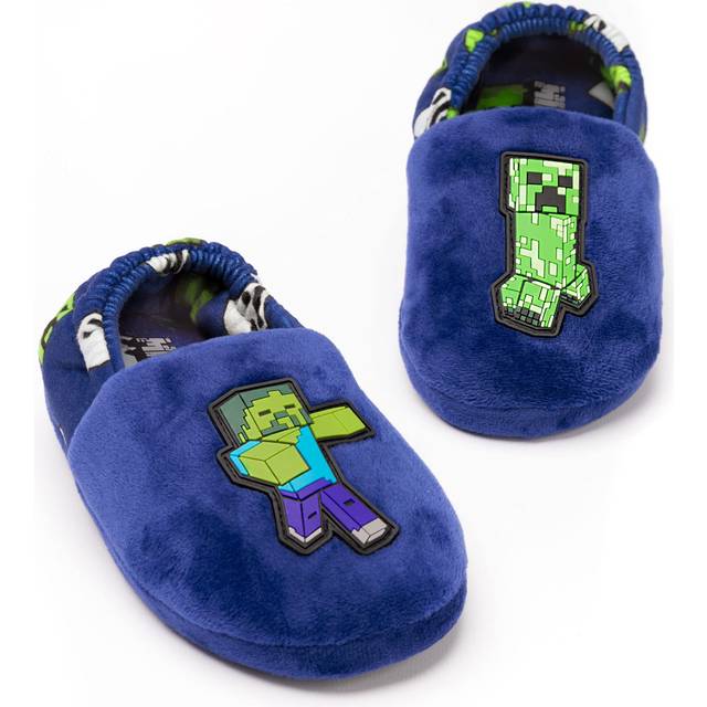 (11 UK Child) Minecraft Mule Slippers (Boys Blue)