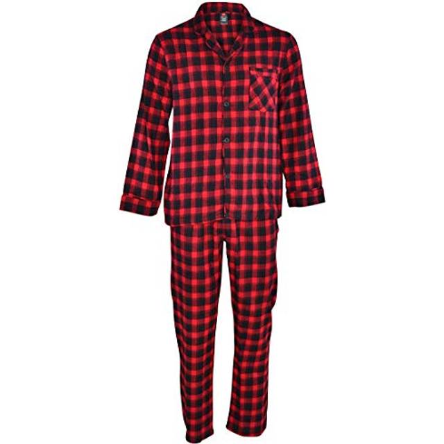 Hanes Men's 100% Cotton Flannel Plaid Pajama Top and Pant Set  Red  Small