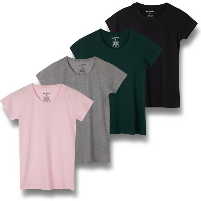 4 Pack: Womens Cotton Crew Plus Just My Size Neck Scoop Short Sleeve T-Shirt Women Shirt Tshirt Tshirts Shirts Athletic Tee Tops Casual Blouse Tees L